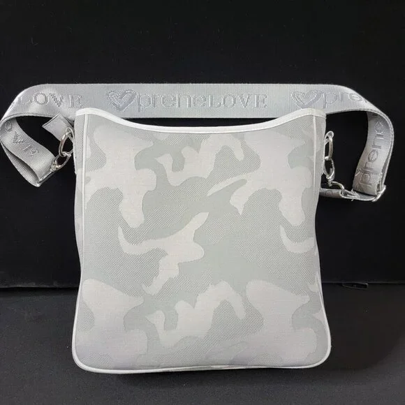 PreneLOVE Grey Camo Neoprene Crossbody Bag – Yellow Lining, Adjustable Strap - Picture 2 of 13